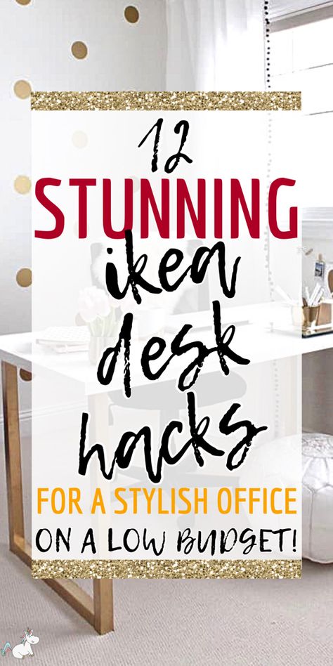 IKEA desk hacks that look stunning and stylish (on a budget) Idåsen Desk Hack, Walmart Desk Makeover, Ikea Drawers For Desk, Ikea Desk Hack Home Offices Home Office, Home Office Ideas Ikea Hacks, Multiple Computer Desk Ideas, Home Office Desk L Shape, Lillasen Desk Hack, Small Office Hacks