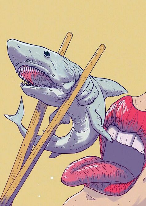 Shark Art, Japon Illustration, Dope Art, Trippy Art, Illustrations And Posters, Illustrations Posters, Japanese Art, Cyberpunk, Art Wallpaper