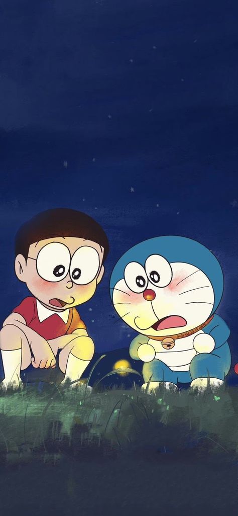 Doraemon Shinchan Together Wallpaper, Doreamon Nobita Cute Pic, Shinchan Cute Pics, Aesthetic Doraemon, Doraemon And Nobita Friendship Wallpaper, Friendship Wallpaper, Wallpaper Night, Sinchan Cartoon, Doremon Cartoon