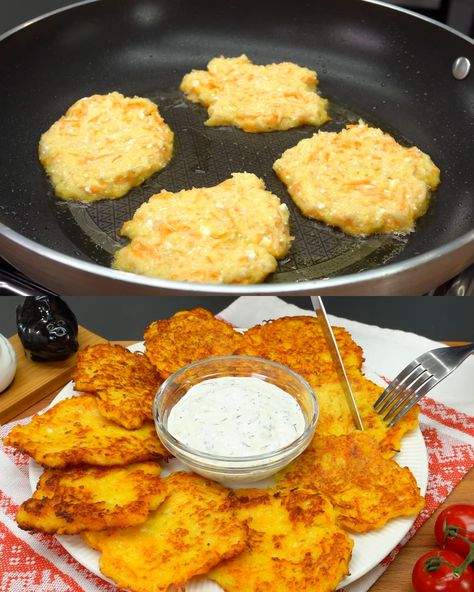 Homemade Crispy Potato Patties Hashbrown Cakes, Fast Food Breakfast, Lemon Mousse, Potato Patties, Breakfast Platter, Grated Potato, Sour Cream Sauce, Bake Zucchini, Garlic Aioli