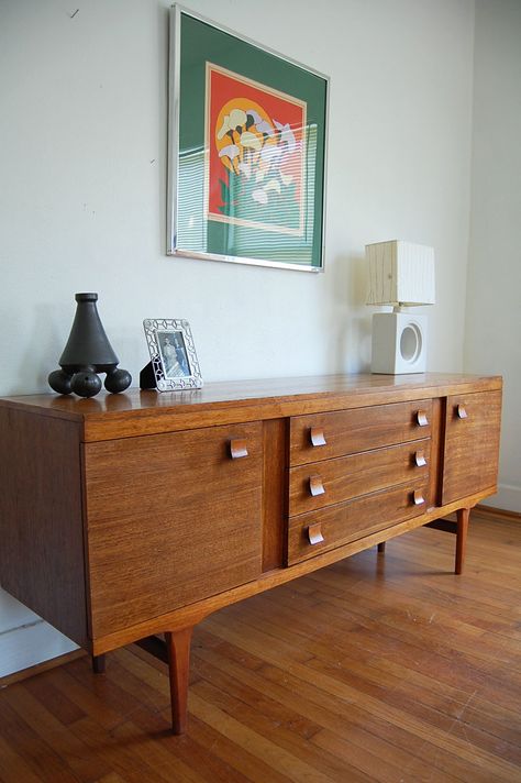 MCM Sideboard / Credenza Mcm Sideboard, Mcm Credenza, Aqua Living Room, Mid Century Modern Fireplace, Mid Century Modern Credenza, Fireplace Doors, Vintage Credenza, Credenza Sideboard, Apartment Aesthetic