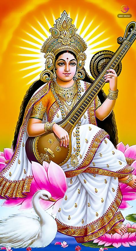 Lord Saraswati, Saraswathi Devi, Saraswati Picture, Saraswati Mata, Saraswati Photo, Good Morning Posters, Maa Durga Photo, Devi Images Hd, Saraswati Devi