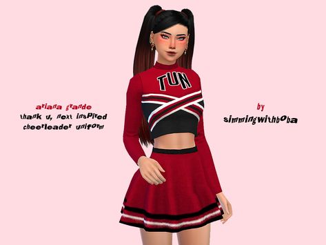 Sims 4 Female Workout Clothes, Cheerleading Outfits Sims 4 Cc, Sims 4 Cheer Uniform, Sims 4 Cc Cheer Uniform, Ariana Grande Cheerleader, Sims 4 Cc Cheerleader Outfit, Ts4 University, Sims 4 Cheerleader Outfit, Sims Cheerleader