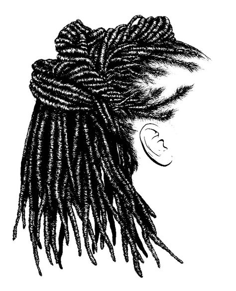 Dreadlock Illustration, Chakras Notes, Dreadlock Tattoo, Loc Art, Kids Hair Salon, Rasta Hair, Dreadlocks Girl, Pencil Texture, Faux Locks