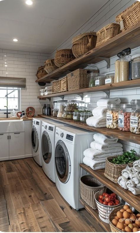 Pantry Laundry Room Combo, Laundry Room Pantry, Pantry Laundry Room, Pantry Room, Laundry Room Flooring, Laundry Room Wallpaper, Dream Laundry Room, Laundry Room Closet, Pantry Laundry