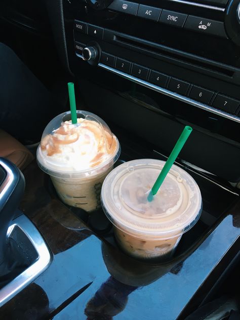 Food In Car, Evermore Aesthetic, Milkshake Drink, Fall Starbucks, Ice Latte, Car Snap, Car Trip, Coffee Starbucks, My One And Only