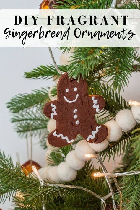 Easy Gingerbread Ornaments For Kids, No Bake Gingerbread Ornaments, Gingerbread Tree Ornaments Diy, Cinnamon Cutout Ornaments, Applesauce Gingerbread Ornaments, Cinnamon Gingerbread Ornaments, Cinnamon Glue Ornaments, Gingerbread Cookie Ornaments Recipe, Cinnamon Stick Christmas Tree Ornaments