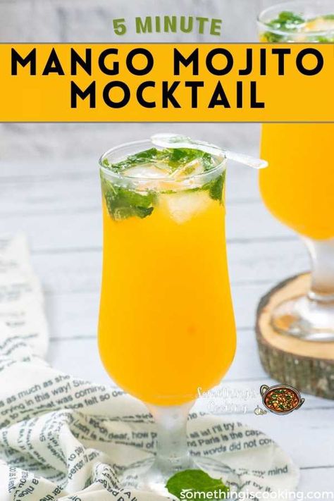 Mango Mojito Mocktail | Easy Non Alcoholic Recipe Mocktail Easy, Mango Mojito Recipe, Summer Mocktail Recipes, Non Alcoholic Mojito, Mojito Recept, Easy Mocktail Recipes, Mocktail Drinks, Mango Drinks, Mojito Mocktail