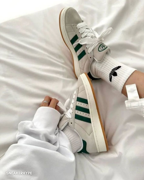 Adidas Campus 00s 'Crystal White Dark Green' sneakers - perfect for Adidas Campus outfit inspiration. Trendy, stylish, and versatile, these sneakers are ideal for fashion-forward individuals. Featuring the iconic Adidas logo, these Adidas Campus shoes blend classic design with modern flair, making them a must-have for any sneaker enthusiast. Ideal for casual wear, street style, and sports fashion. #Adidas #AdidasCampus #SneakerStyle #FashionTrends #StreetStyle #CrystalWhiteDarkGreen Addidas Shoes Campus 00s Outfit, Adidas Campus 00s Green, Adidas Campus 00s Outfit, Adidas Campus 00, Green Campus, Adidas Campus Shoes, Campus 00, Campus Adidas, Campus Outfit