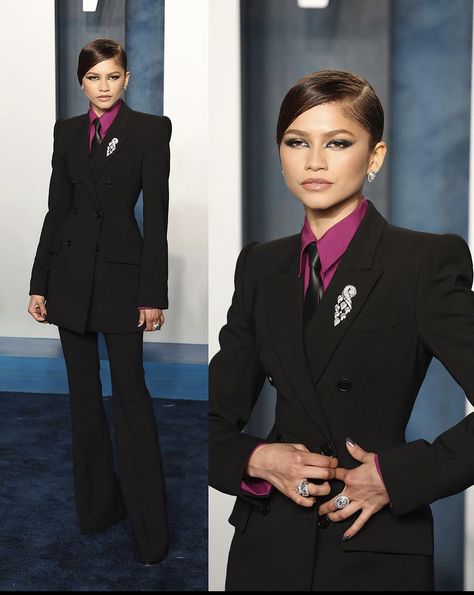 Black Female Suit Outfit, Zendaya Suit Outfit, Female Tux, 007 Theme, Graduation Wear, Classic Work Outfits, Grad Outfits, Summertime Dresses, Zendaya Outfits