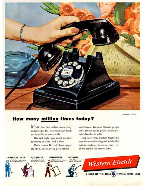 1948 ... ringy-dingy! by x-ray delta one, via Flickr 1950 Furniture, Old Fashioned Telephone, Retro Phones, 1950s Glamour, Antique Telephone, Vintage Phone, 1940s Style, Vintage Phones, Old Advertisements