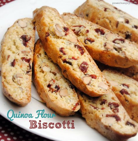 Cranberry & Almond Biscotti - with Quinoa Flour Breakfast Biscotti, Quinoa Flour Recipes, Cranberry Almond Biscotti, Gluten Free Biscotti, Quinoa Flour, Cranberry Almond, Almond Biscotti, Cookies Vegan, Steam Sauna