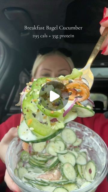 Samantha Milton on Instagram: "Cucumber Breakfast Bagel🥯🥒 Spinning Logan’s viral cucumber recipe to fit my protein and calorie goals/ 295 cals + 35g protein @logansfewd  #cucumber #salmon #breakfast #bagel #highprotein #lowcal #volume #caloriedeficit #weightloss #pcos #health #recipe #mealprep #car #togo #eating #pcosweightloss #journey #transformation" Tik Tok Low Carb Recipes, Logansfewd Cucumber, Cold Side Salads, Cucumber Breakfast, Samantha Milton, Recipes 5 Ingredients Or Less, Cucumber Salmon, Coleslaw Pasta, Viral Cucumber