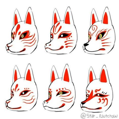 Kitsune Markings, Kitsune Mask Drawing, Kitsune Makeup, Yokai Mask, Fox Mask Kitsune, Fox Yokai, Mask Reference, Fox Masks, Oni Masks