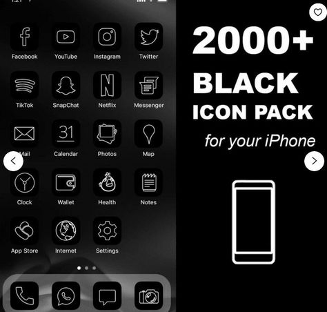 Custom App Icons Iphone. A couple of weeks ago Apple has presented several new products as well as iOS 14. Despite the fact that many people were disappointed because the company didn’t release a new iPhone, the presentation was as usual epic and one particular iOS 14 feature impressed many people all over the world. #2000+ #iOS #Black #Icon #Pack | #All #Access #Pack | #iPhone #IOS14 #App #Icons #Pack Whatsapp Logo, Stock Icon, Black Icon, Gadgets Technology Awesome, Photo Maps, New Ios, Gold Iphone, Popular Apps, Best Icons