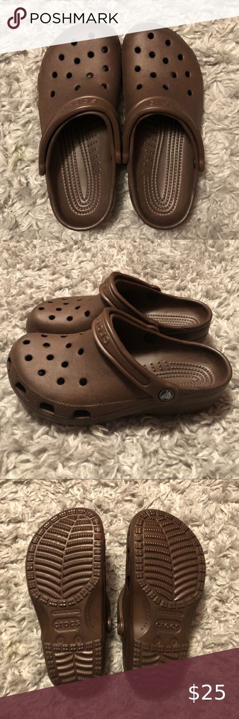 BRAND NEW NEVER WORN! Unisex Brown Crocs Brown Crocs With Charms, Brown Crocs Outfit, Cheap Crocs, Baggy Street Wear, Brown Crocs, Crocs With Charms, Crocs Brown, Crocs Outfit, Crocs Ideas