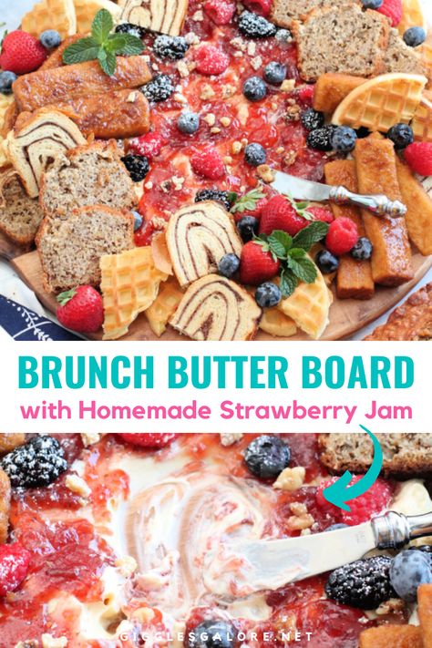 A delicious twist on a new trend, this sweet Brunch Butter Board will add class and delight to morning entertaining. Brunch Butter Board, Breakfast Butter Board, Dessert Butter Board, Sweet Butter Board, Butter Board Ideas, Breakfast Butter, Charcuterie Business, Graze Board, Brunch Pastries