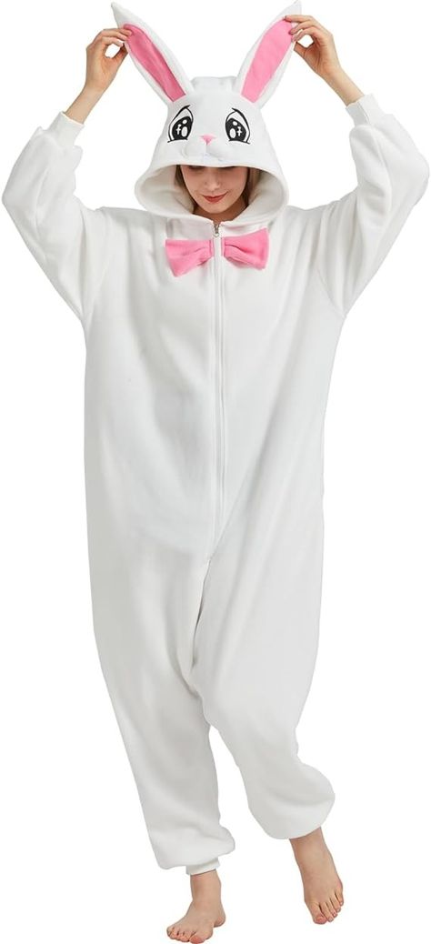 Amazon.com: YEKRUTCOS Unisex Adult White Bunny Onesie Easter Rabbit Cosplay Costume Halloween Animal One-Piece Pajamas for Women and Men : Clothing, Shoes & Jewelry Easter Bunny Costume, Adult Onesie Pajamas, Bunny Onesie, Animal Cosplay, Pajama Costume, Rabbit Costume, Pajamas Christmas, Animal Onesie, Animal Pajamas