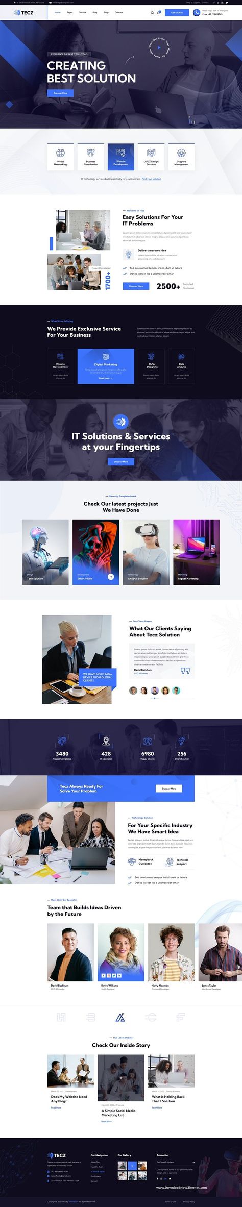 Tecz – IT Solutions & Technology PSD Template Digital Marketing Creative, Web Top, Software House, It Company, Business Software, Homepage Layout, It Solutions, Website Ideas, Professional Website