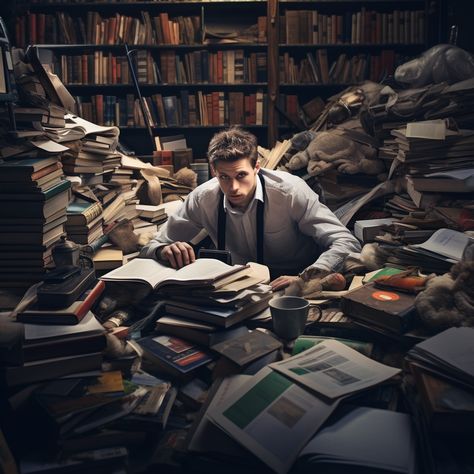 Here is the two-part photograph you requested. The left side shows a medical student surrounded by mountains of books and notes, looking extremely stressed and continuously drinking coffee. The right side portrays the same student in a 'zombie' mode, surrounded by an even larger pile of books, showing clear signs of sleep deprivation. very realistic photos Realistic Photos, Desk Cover, Reading Notebook, Pile Of Books, Baby Sleep Schedule, Book Room, Man Sitting, Sleep Schedule, Person Sitting