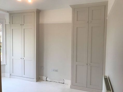 Fitted Wardrobe In Alcove Ideas, Fitted Wardrobe Ideas Alcove, Pax Wardrobe Alcove, Cream Built In Wardrobes, Built In Wardrobe Around Fireplace, Wardrobe In Alcove Ideas, Ikea Alcove Wardrobe Hack, Fitted Alcove Wardrobe, Wardeobe Doors