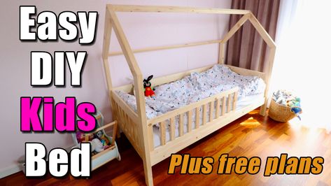 I got a full step by step build plus FREE plans for this bed. You can easly make it yourself for your kids. They will love this awsome bed. Dowel Joinery, Easy Diy Kids, Diy Kids Bed, Kids Bedroom Wall Decor, Woodworking Business, Woodworking Basics, Pine Boards, Kids Bed, Small Workshop