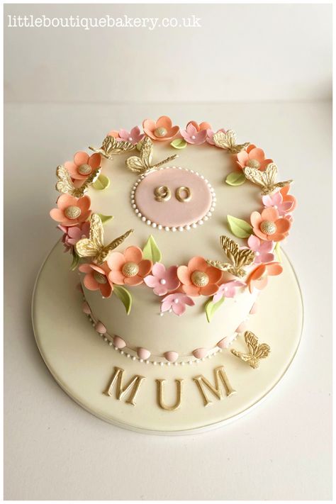 The Cake Blog | Little Boutique Bakery Butterfly Birthday Cake, Video Cake, 90th Birthday Cakes, Pastel Butterfly, Butterfly Birthday Cakes, Candy Birthday Cakes, 80 Birthday Cake, Gold Birthday Cake, Rainbow Birthday Cake