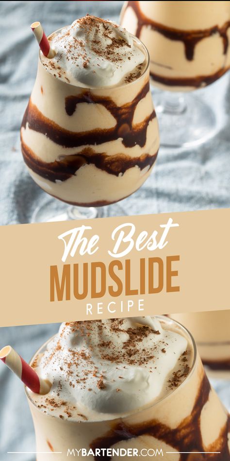 Chocolate Vodka Drinks, Mudslide Recipe Alcohol, Baileys Drinks Cocktails, Vodka Milkshake, Chocolate Alcoholic Drinks, Mudslide Drink, Alcoholic Coffee Drinks, Mud Slide, Mudslide Recipe