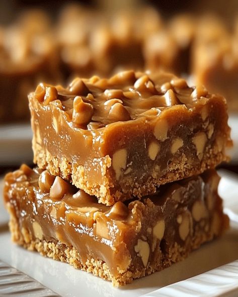 Make Trisha Yearwood’s Butterscotch Bars - a chewy, buttery dessert filled with butterscotch chips. Perfectly sweet, Easy Dessert Recipe! Recipe Using Butterscotch Chips, Butterscotch Chip Desserts, Butterscotch Chips Recipes, Butterscotch Chips What To Make With, Butterscotch Chip Recipes, Recipes With Butterscotch Chips, Butterscotch Squares, Squares Recipes, Butterscotch Chip