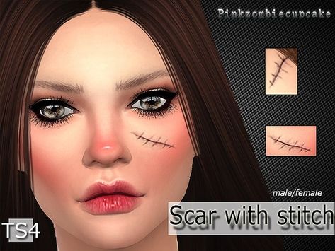 Pinkzombiecupcakes' Scar with stitch Sims 4 Update, Sims 4 Collections, Sims Hair, Sims Community, Facepaint, Sims 4 Clothing, Costume Makeup, The Sims4, Sims 4 Cc