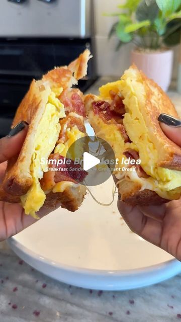 Dabrionne on Instagram: "This breakfast sandwich with croissant bread was immaculate. I’m not a bread person but this is definitely going in my breakfast rotation. If you can find it, definitely try a croissant loaf!
#breakfast #breakfastideas #breakfastrecipes #breakfastsandwich #breakfastinspo" Croissant Bread Sandwich, Breakfast Sandwich Brioche, Brioche Bread Breakfast, Sourdough Bread Breakfast Ideas, Croissant Breakfast Sandwich Make Ahead, Frozen Croissant Breakfast Sandwich, Croissant Breakfast Sandwich Bacon, Breakfast Casserole Dishes, Croissant Bread