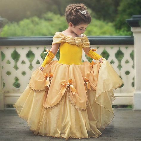 Princess Dress Patterns, Halloweenský Makeup, Belle Cosplay, Halloween Princess, Voile Dress, Beauty And Beast, Unicorn Dress, Girl Sleeves, Organza Skirt