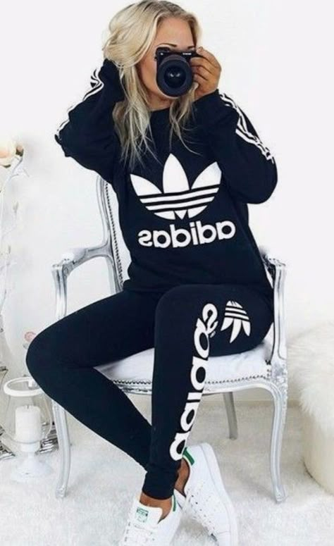 Shop the look from alliethaggard on ShopStyle Looks Adidas, Look Adidas, Instagram Baddie, Lounge Outfit, Adidas Shoes Women, Adidas Outfit, Sporty Outfits, Sporty Chic, Sport Wear