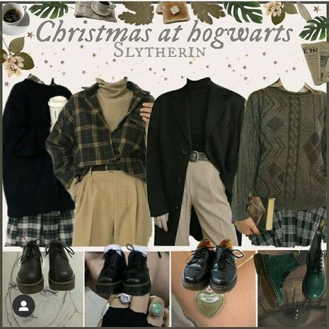 Slytherin Aesthetic Outfit, Forest Academia, Slytherin Clothes, Slytherin Outfit, Slytherin Fashion, Academia Aesthetic Outfit, Hogwarts Outfits, Dark Academia Outfits, Dark Academia Outfit