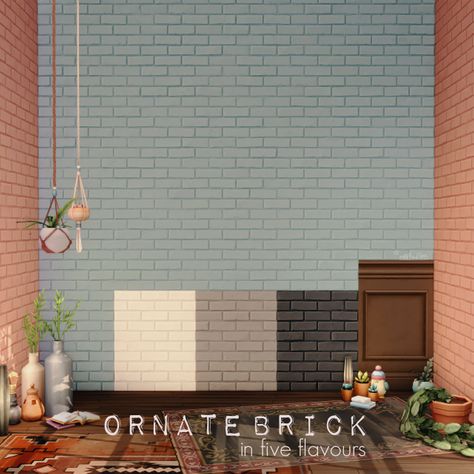 Sims 4 Cc Brick Wallpaper, Sims4 Wallpaper Cc, Ts4 Wallpaper Cc, Sims4 Mod, Sims Download, Furniture Cc, Sims Houses, Cc Furniture, Sims 4 House Building