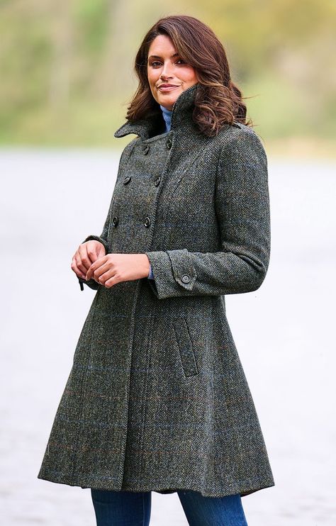 Harris Tweed Double Breasted Coat - House of Bruar Waterproof Coat, Harris Tweed, Double Breasted Coat, Winter Coats, Coats And Jackets, Winter Coats Women, Fitted Bodice, Winter Women, Winter Coat