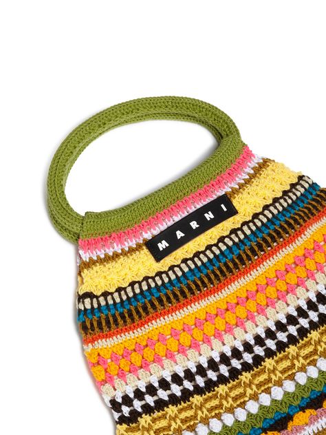 Marni Crochet Bag, Stripe Crochet, Marni Bags, Marni Market, Knit Bags, Crochet Branding, Knitted Bag, Knitting Bag, Knit Bag