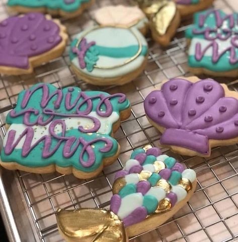 Mermaid bridal shower! Give me the mermaid parties! #mermaidforeachother #mermaidbridalshower #merbride #bridalshower #bridalshowercookies… | Instagram Ariel Bridal Shower Ideas, Mermaid Theme Bridal Shower Ideas, Little Mermaid Bridal Shower Ideas, Mermaid Bridal Shower Ideas, Disney Themed Bridal Shower, Bachelorette Party Cookies, Mermaid Bachelorette Party, Mermaid Bridal Showers, Ariel Wedding