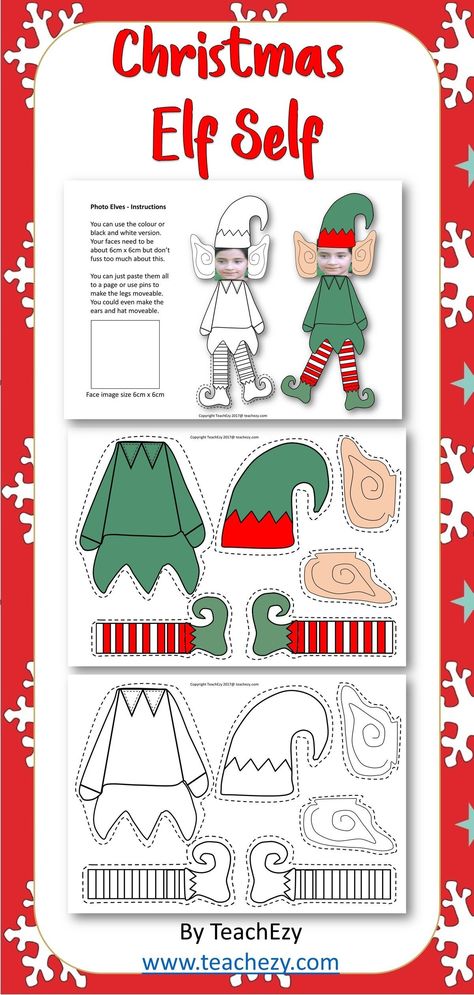 Christmas Elves Decorations Diy, Elf Template, Elf Crafts, Christmas Classroom Door, Elf Yourself, Christmas Arts And Crafts, Christmas School, Preschool Christmas, 12 December