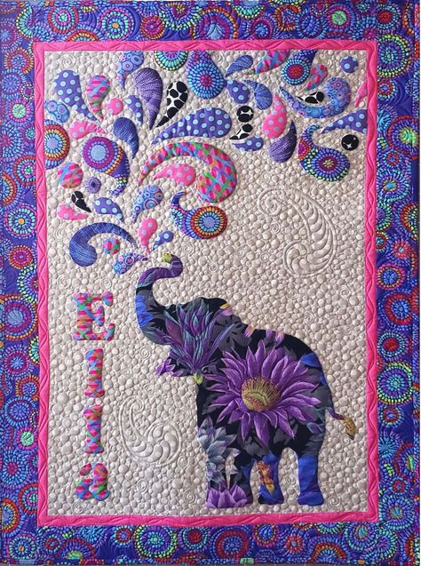 Elephant Quilts, Paisley Elephant, Elephant Quilt, Paisley Quilt, Kaffe Fassett, Fabric Projects, Quilt Kits, Applique Quilts, Quilt Top