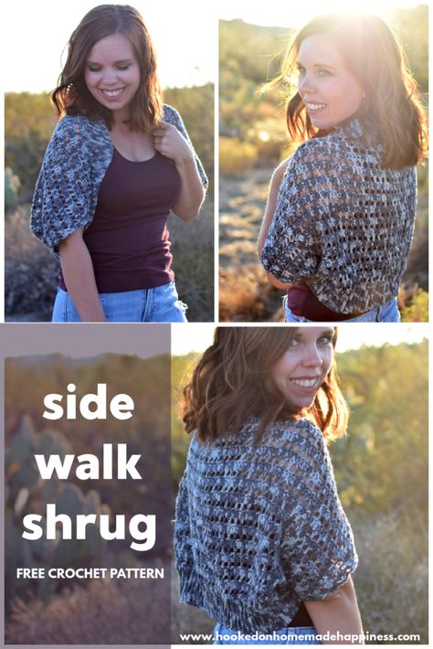 Sidewalk Shrug Crochet Pattern - The Sidewalk Shrug Crochet Pattern is a beginner friendly, lightweight shrug that is perfect for warm fall afternoons. Crochet Summer Shrug Pattern Free Easy, Easy Crochet Shrug Pattern, Diy Shrug, Shrug Crochet Pattern, Crochet Shrug Pattern Free, Crochet Shrugs, Crochet Shrug Bolero, Shrug Crochet, Knit Bolero