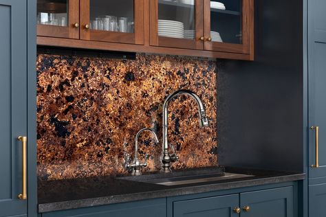 Patina Copper Sheets | Patina Sheets For Bar Tops, Counter Tops, and More Green Copper Kitchen, Copper Tin Backsplash, Copper Top Bar, Copper Countertops Bar Tops, Copper Patina Countertop, Aged Copper Backsplash, Arts And Crafts Cabinet, Copper Bar Top, Copper Kitchen Backsplash Lowe's