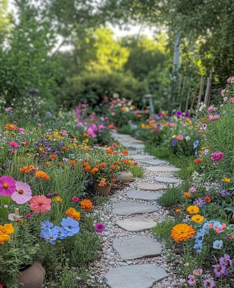 Front Yard Wildflower Garden, Dream Backyard Garden, Future Garden, Cottage Garden Design, Have Inspiration, Wildflower Garden, Garden Yard Ideas, Garden Landscape Design, Garden Paths