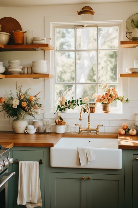 40+ Cozy Cottage Kitchen Ideas Cozy English Cottage Kitchen, Small Kitchen Cottagecore, Cozy Earthy Kitchen, English Kitchen Ideas, Simple Cozy Kitchen, Window Kitchen Ideas, Cottage Modern Interior, English Cottage Kitchen Ideas, Kitchen Aesthetic Cozy