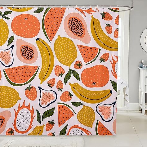 Watermelon Bathroom, Citrus Bathroom, Curtains Colorful, Colorful Room, Colorful Room Decor, Kids Shower Curtain, Bathroom Shower Curtain Sets, Bathroom Shower Curtain, Bath Curtain