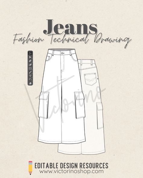 ✏️ Fashion Technical Drawing of Wide-Leg Jeans with Side Pockets Streetwear Style Add a touch of modernity and comfort with this technical drawing of wide-leg jeans with side pockets. Perfect for a streetwear look, combining style and functionality. #technicalDrawing #wideLegJeans #streetwearStyle #urbanFashion #fashionInspiration #fashionArt #streetOutfit #functionalFashion ----------- ✏️ Dibujo Técnico de Moda de Jeans bota ancha con Bolsillos Laterales Estilo Streetwear Jeans With Side Pockets, Fashion Technical Drawing, Technical Drawings, Tech Pack, Functional Fashion, Clothing Mockup, Curated Design, Jeans Fashion, Streetwear Style