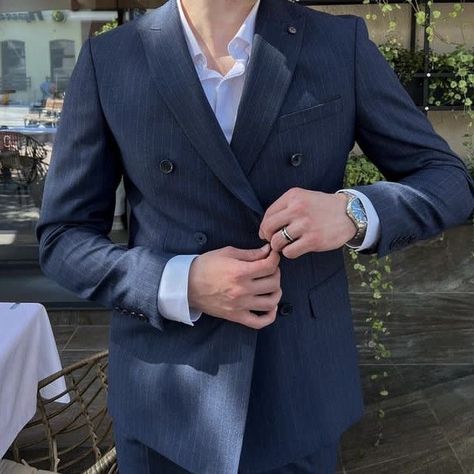 Navy Blue Italian Suit, Blue Suit Aesthetic, Blue Blazer Outfit Men, Wattpad Vibes, Navy Blazer Outfits, Blue Outfit Men, Suit Aesthetic, Blue Blazer Outfit, Blue Blazer Men