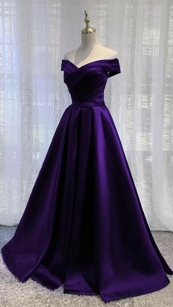 Dark Purple Party Dress, Dark Purple Prom Dresses, Prom Dress Dark, Dress Dark Purple, Satin Long Prom Dress, Purple Party Dress, Purple Prom, Purple Party, Purple Prom Dress