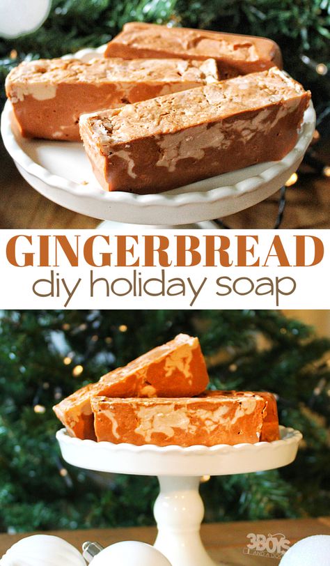 Soap Making Christmas, Gingerbread Soap Recipe, Diy Christmas Melt And Pour Soap, Homemade Christmas Soap, Winter Soap Ideas, Christmas Soap Diy, Christmas Soap Recipes, Christmas Soap Ideas, Soap Jellies