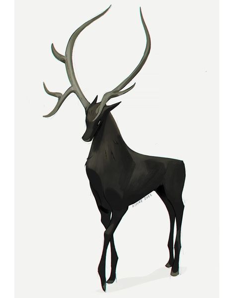 Stag Drawing Reference, Black Deer Art, Fantasy Deer Art, Deer Drawing Reference, Deer Oc Human, Deer Art Drawing, Deer Character Design, Deer Person, Stag Drawing